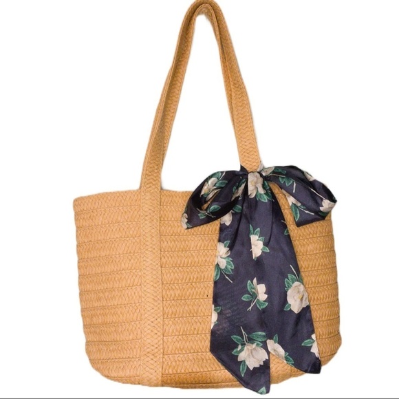 Draper James Handbags - Draper James Floral Scarf Straw Bag